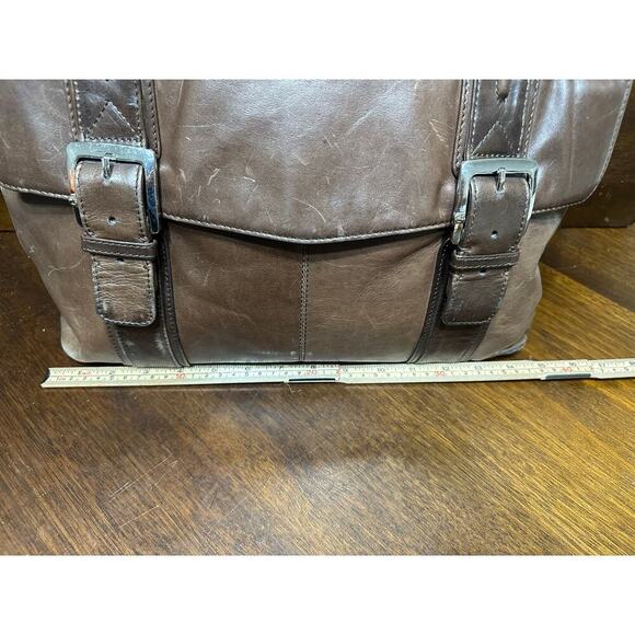 Fossil Brown Leather Crossbody Messenger Laptop Bag Academia Twee Neutral Grunge - Picture 5 of 16